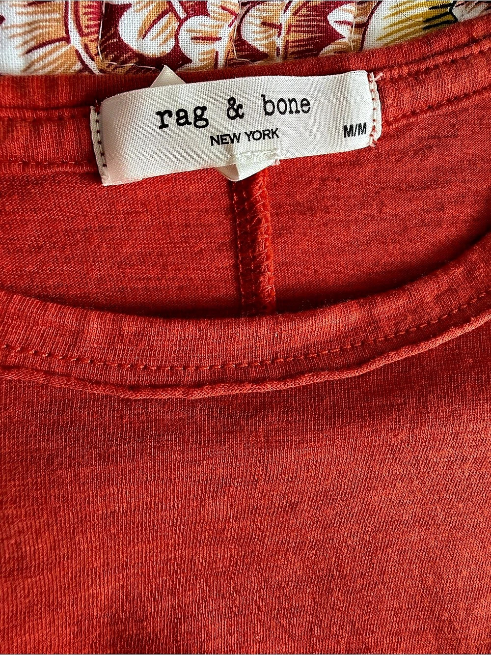rag & bone Red/Orange Muscle Tee Size Medium 100% cotton - Picture 3 of 5